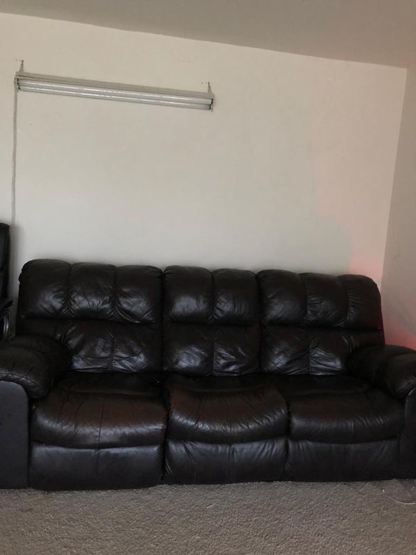 Ashley Pure Leather Reclining Sofa And Loveseat In Great Condition For Falls Church Va Offerup