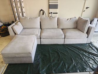 Lovesac Sactional Modular Couch & Ottoman w/ Storage Base (Complete Hardware)