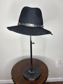Black wool felt wide-brim western hat,