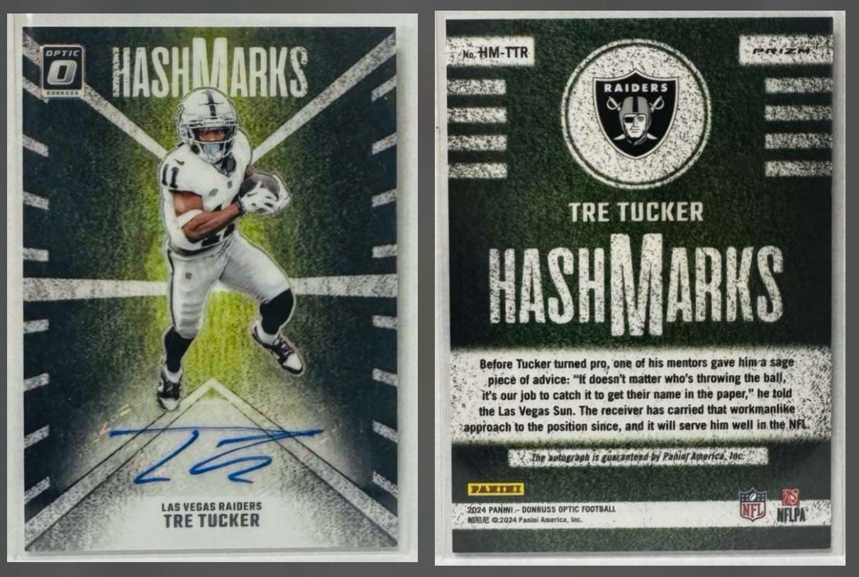 Tre Tucker - 2024 Donruss Optic Hash Marks (Autograph ) Las Vegas Raiders