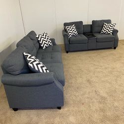 Gray Couch And Loveseat Sofa Set *Free Delivery*