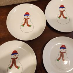 Snowman 3 Salad Plates/ Snowman 3 Platos Para Ensalada
