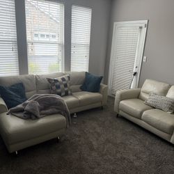 Faux Leather Gently Used Couch For Sale