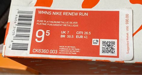 NIKE Renew Run Womens 9.5 Grey Pink Orange Tennis Shoes New in Box