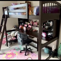 Loft bed with no mattress and desk included 