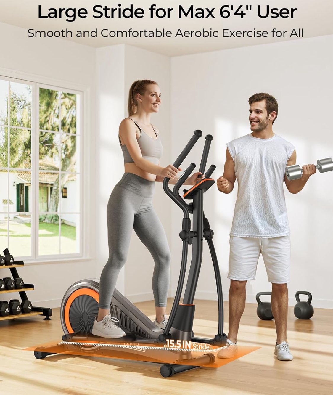 Niceday Elliptical Machine, Elliptical Exercise Machine for Home with Hyper-Quiet Magnetic Driving System, Elliptical Trainer with 15.5IN-18IN Stride,