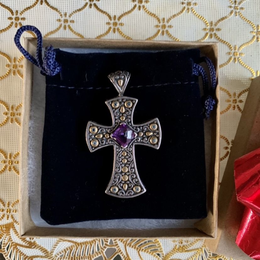 Sterling Silver and 18Kt Gold Cross Pendant