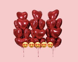 Red Heart Balloon Bundle . 10 In This Bundle . Made Into A Bouquet. Ready To Go 