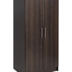 32" Storage Cabinet, Brown Storage Cabinet, Linen Cabinet, Cabinet with Hanging Rail and Shelves 24.5" D x 32" W x 65" H