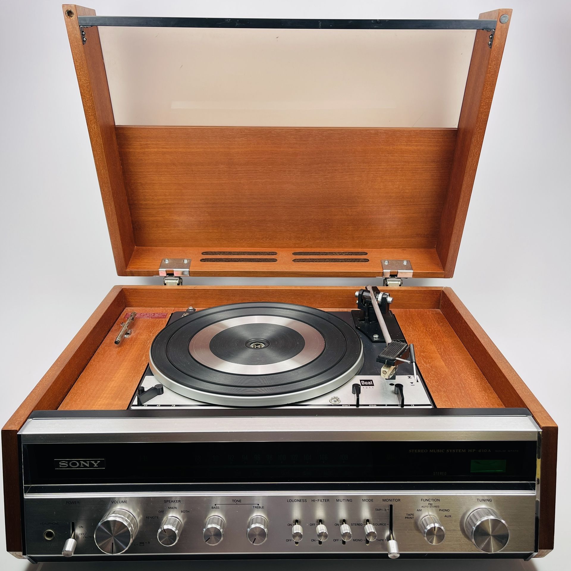 Vintage Sony Stereo Music System Model HP-610A Dark Walnut Wood Turntable Record
