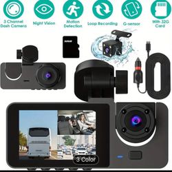 Warehouse Dashcam, 1080P Car Camera, 24-Hour Parking Mode, WDR, Cycle Recording, G Sensor, 32GB Card with Night Vision, IPS Screen (Black)