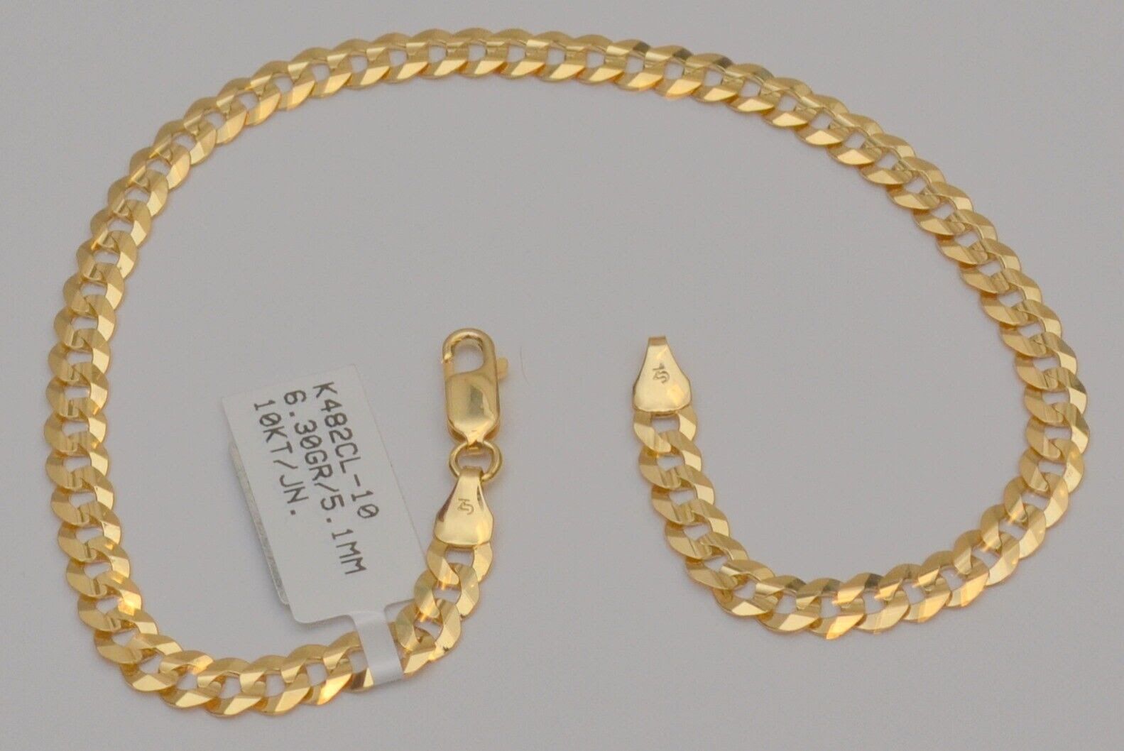 Gold chain 10k solid yellow cuban curb link anklet bracelet 10 in 5.0 mm 6.3 gr