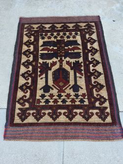 Vintage Afghan hand-knotted wool rug. Baluch/Herat region. 100% wool