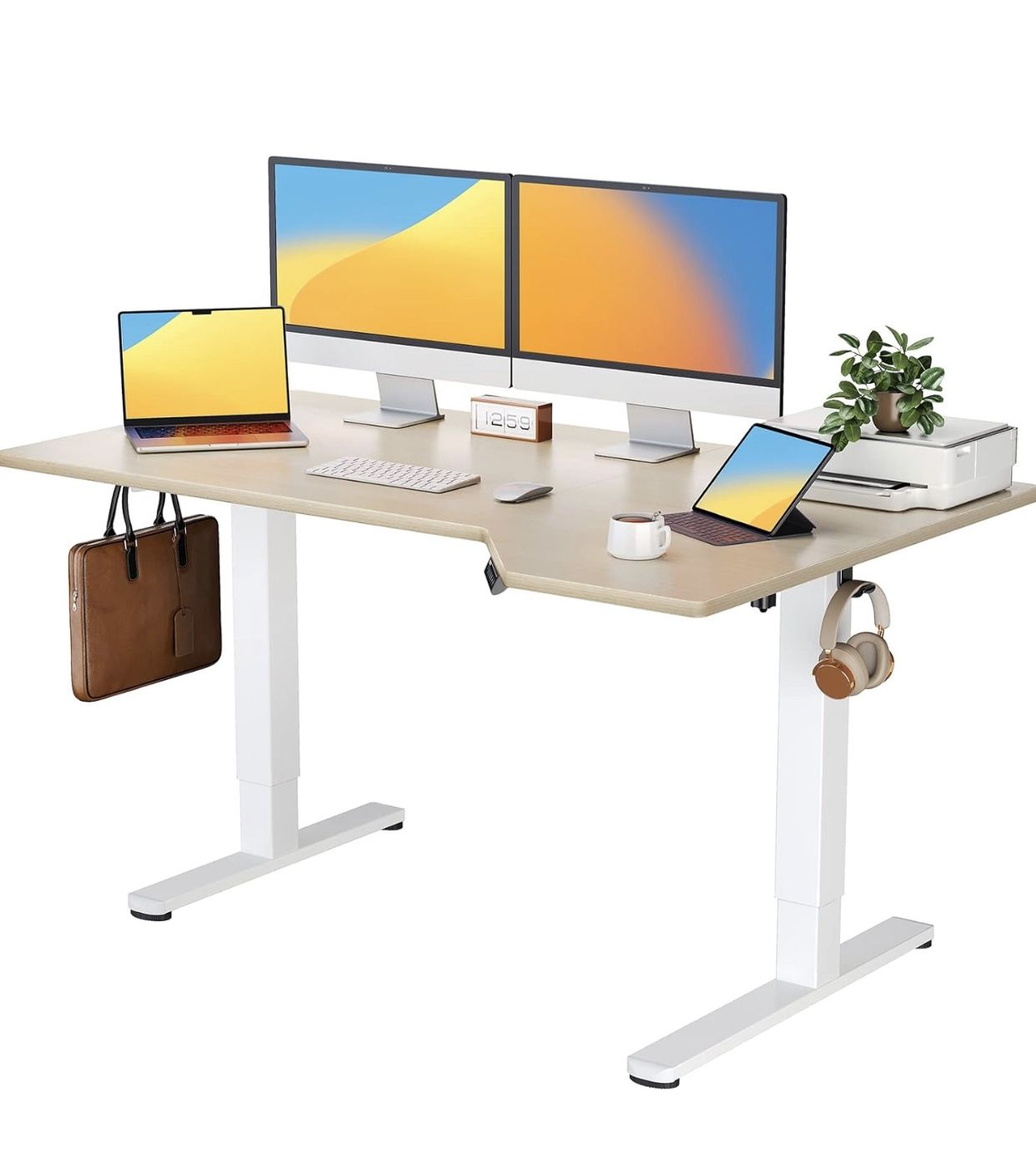 ErGear L Shaped Height Adjustable Electric Standing Desk 57" Corner Standing Desk Sit Stand Desk with Splice Board Ergonomic Desk Home Office Desk Com