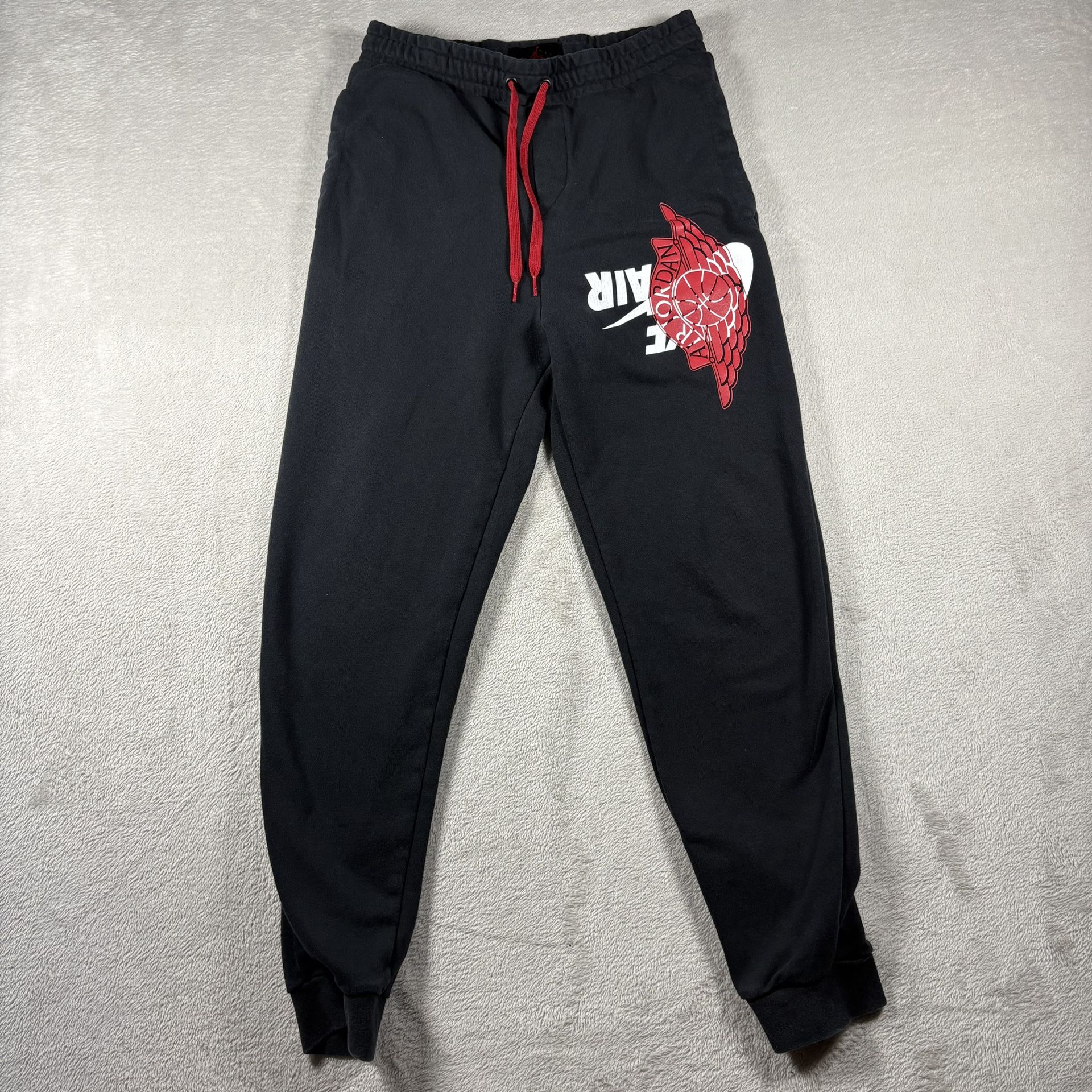 Air Jordan Black Activewear Mens S Black Sweatpants Joggers Jumpman Wings #762