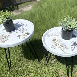 Plant Stand / Side Tables With Pretty Transfer Sealed 