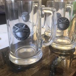 4 Vintage Air Force Hard Glass Mugs In Excellent Condition 