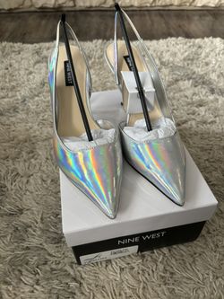 Nine West Silver Slingback Heels