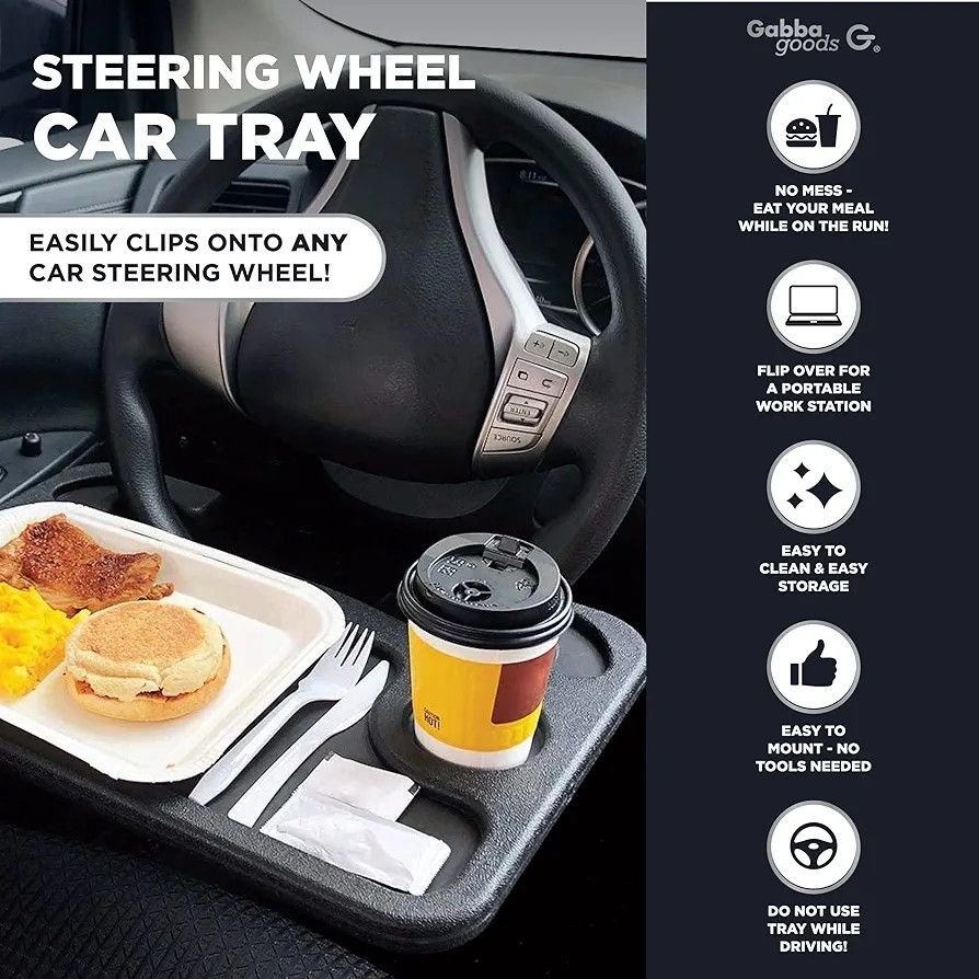 Gabba Goods Steering Wheel Car Tray. 