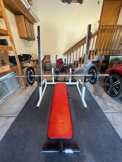 Flat Bench Press with Rack and Weider Weights