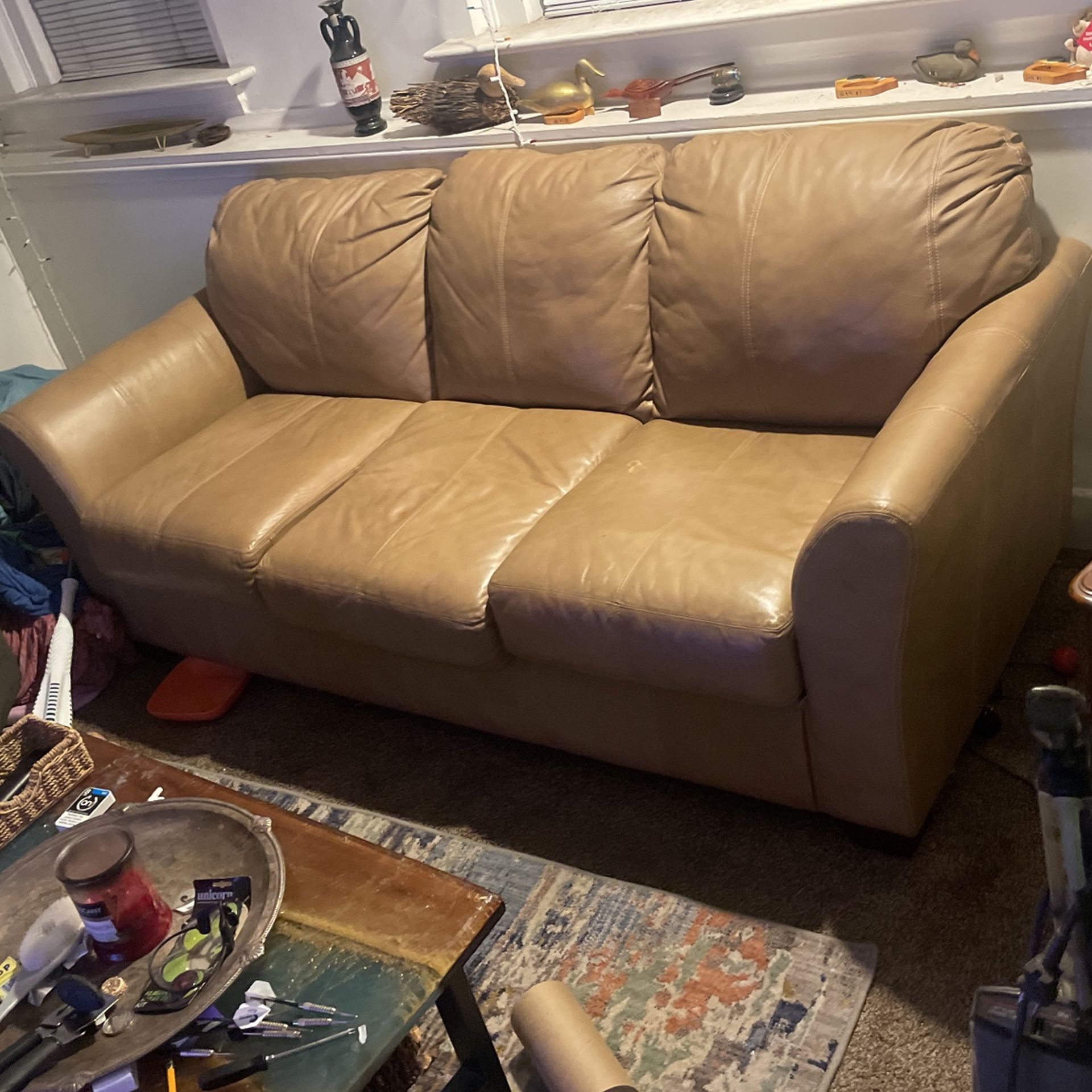 Leather Couch-sized for a woman!!