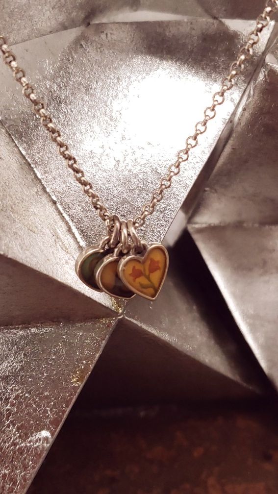 Brighton Three Heart Charm Enamel Pendant Necklace