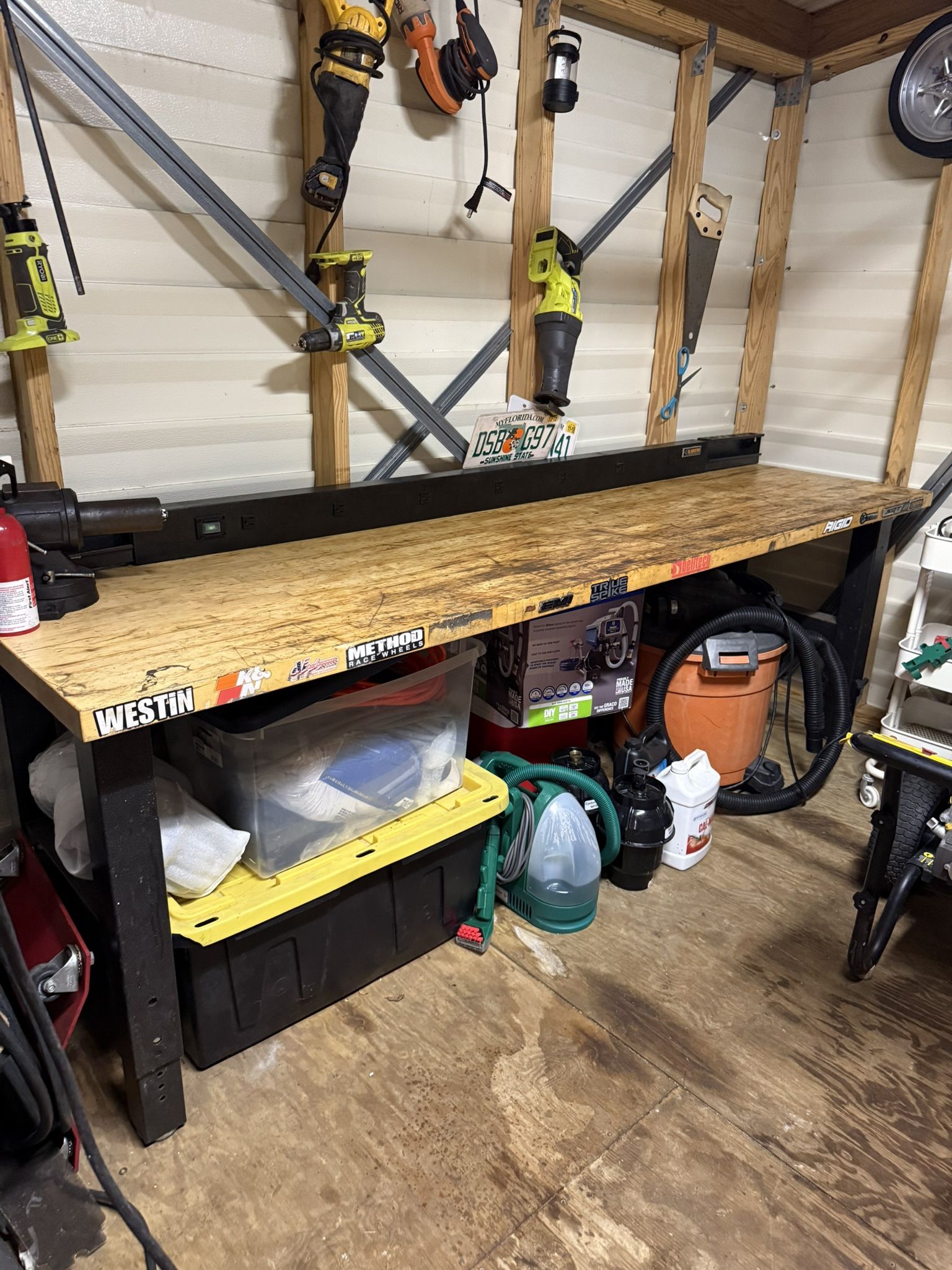 work table with power bank