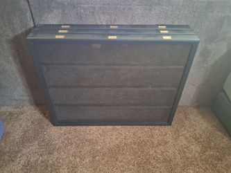 LOT OF 3 MATTE BLACK FINISH TRADING 36 CARD DISPLAY CASE 30"X24"