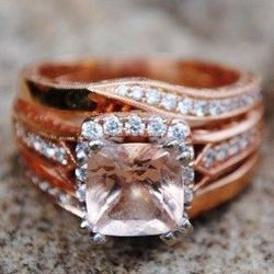 Wedding Set : 14K Rose Gold w/ 2.5ct. Morganite