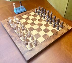 Deluxe Wooden Chess Set with Digital Chess Clock