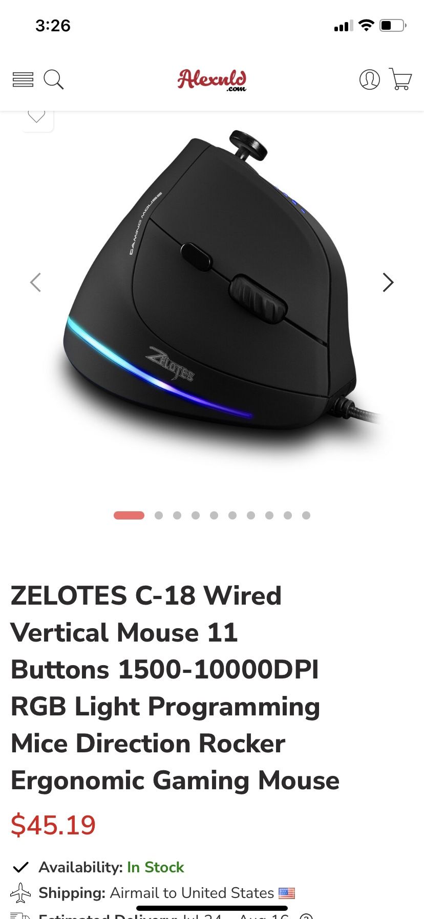 Zelotes C-18 Vertical Mouse