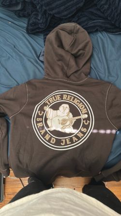 Brown true religion zip up hoodie