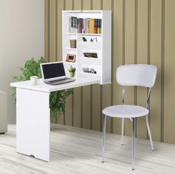 Folding Desk , Convertible Tack, White 