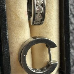 14k Black Gold Diamond  Huggie Earrings