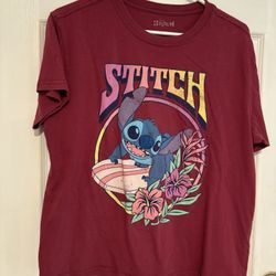 Disney Stitch Maroon T-Shirt size XL