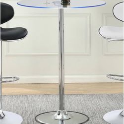 Flash Furniture Kenneth 23.5" Round Glass Table with 35.5"'H Chrome Base 