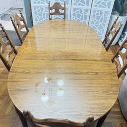Wooden Dining Table With 6 Chairs