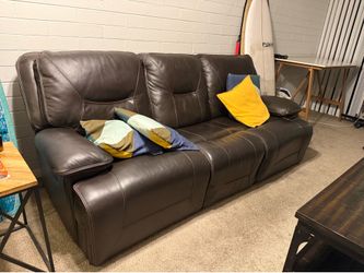 True Italian leather power recliner couch