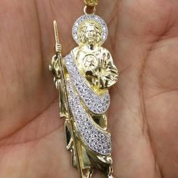 14k Gold San Judas CZ 11.3 grams