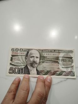 Billete de 500 pesos mexicanos antiguo