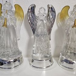 Christmas Acrylic Angel with Lights and Glitter Vtg Christmas Decor Holiday $35 each 11" by 5"
