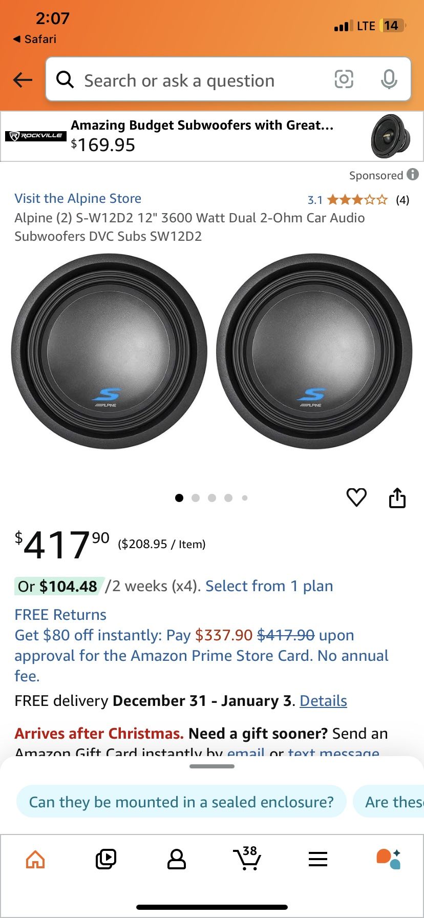 alpine S 2x12 subwoofers