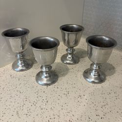 Vintage Silver Pewter Wine Goblets