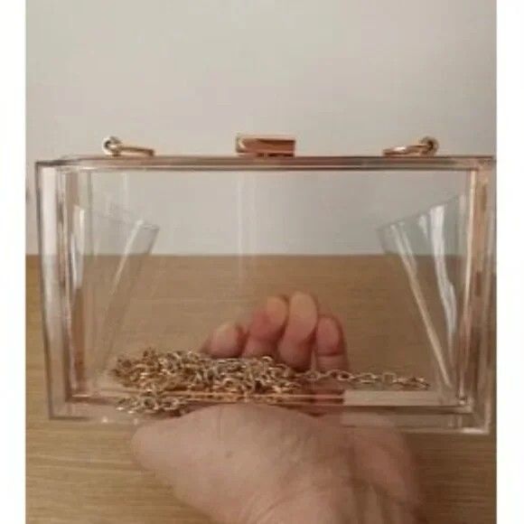 New Women Cute Clear Purse Acrylic Box Clutch Handbag, Transparent Crossbody Bag
