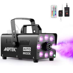 AGPTEK Smoke Machine, Fog Machine with 13 Colorful LED Lights Effect, 500W and 2000CFM Fog with 1 Wired Receiver and 2 Wireless Remote Controls, Perfe