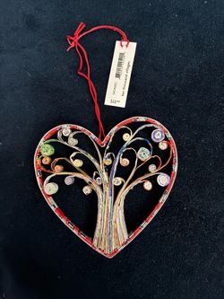 Ten Thousand Villages Earth Lover  Tree Ornament  Heart  Recycled  paper  very Beautiful