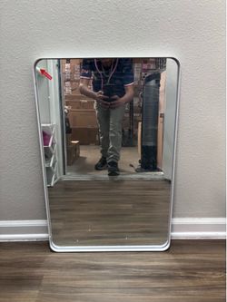 LOAAO 20x30” White Bathroom Mirror – Rounded Rectangle Metal Frame