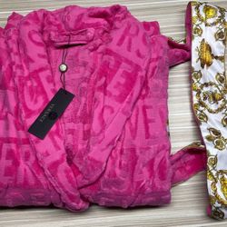 Women’s Pink Versace Barocco Cotton Bathrobe