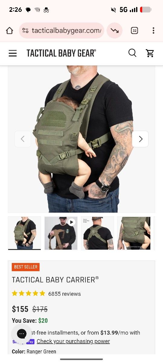 Tactical Baby Gear Tactical Baby Carrier for Dads, Ergonomic, Hip Healthy & Comfortable for Infants