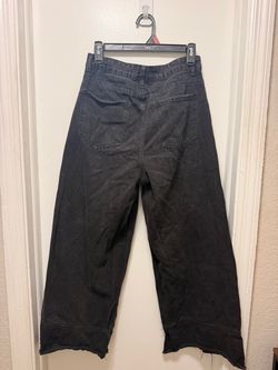 Black Wide-Leg Cropped Denim Jeans